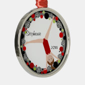 赤く、黒い及び緑の記念品のブラウンの毛の体育専門家 メタルオーナメント (右)