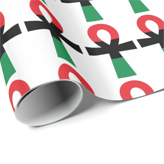 赤く、黒い及び緑のAnkh ラッピングペーパー (ロールコーナー)