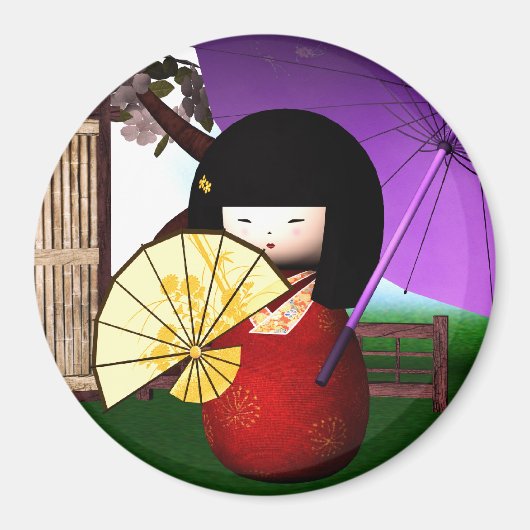赤こけしの人形芸術 マグネット (正面)