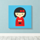 赤こけし日本の人形 キャンバスプリント (インサイチュ (ウッドフロア))