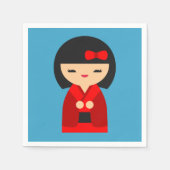 赤こけし日本の人形 スタンダードカクテルナプキン (正面)