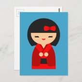 赤こけし日本の人形 ポストカード (正面/裏面)