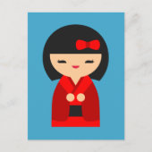 赤こけし日本の人形 ポストカード (正面)