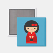 赤こけし日本の人形 マグネット (正面/裏面)