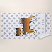 赤ごまの柴犬漫画の犬と名前 ビーチタオル (正面)