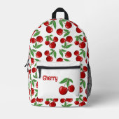 赤さくらんぼが一面に実パーソナライズされたる プリントバックパック (正面)