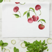 赤さくらんぼさくらんぼの水色 キッチンタオル (折り畳み)