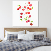 赤さくらんぼさくらんぼの水色 キャンバスプリント (インサイチュ (寝室))