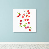 赤さくらんぼさくらんぼの水色 キャンバスプリント (インサイチュ (ウッドフロア))