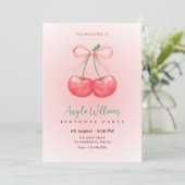 赤さくらんぼの弓の誕生日 招待状 (スタンド正面)