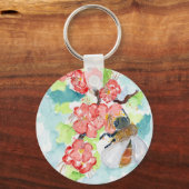 赤さくらんぼの木の花と蜂 キーホルダー (正面)