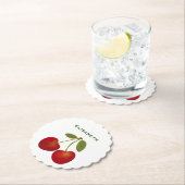 赤さくらんぼの果物の個人名 ペーパーコースター (インサイチュ)