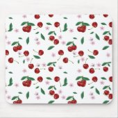 赤さくらんぼの緑と花 マウスパッド (正面)