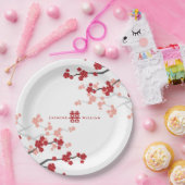 赤さくらんぼの花と習氏中国のの結婚二倍 ペーパープレート (パーティー)