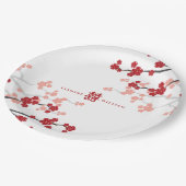 赤さくらんぼの花と習氏中国のの結婚二倍 ペーパープレート (アングル)
