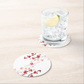 赤さくらんぼの花と習氏中国のの結婚二倍 ラウンドペーパーコースター (インサイチュ)