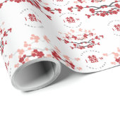 赤さくらんぼの花と習氏中国のの結婚二倍 ラッピングペーパー (ロールコーナー)