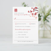 赤さくらんぼの花と習氏中国のの結婚二倍 出欠カード (スタンド正面)