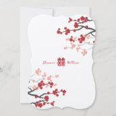 赤さくらんぼの花と習氏中国のの結婚二倍 招待状 (正面)