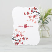 赤さくらんぼの花と習氏中国のの結婚二倍 招待状 (スタンド正面)