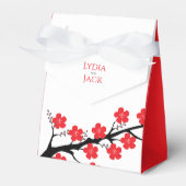 赤さくらんぼの花をテーマにした結婚式の引き出物ボックス フェイバーボックス (正面サイド)