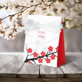 赤さくらんぼの花をテーマにした結婚式の引き出物ボックス フェイバーボックス