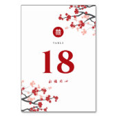 赤さくらんぼの花咲き二重西シック中国のズ結婚 テーブルナンバー (正面)