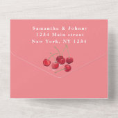 赤さくらんぼエレガントフ素朴結婚ルーツ オールインワン招待状 (裏面)