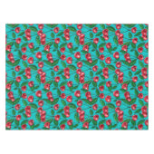 赤さくらんぼオンターコイズ テーブルクロス (正面(横))