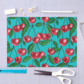 赤さくらんぼオンターコイズ 薄葉紙 (クラフト)