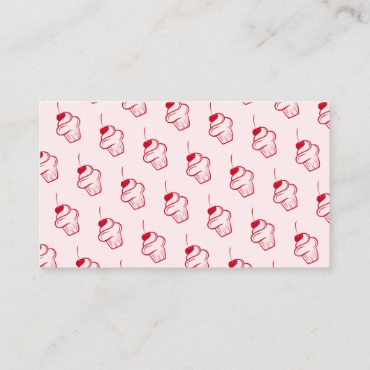 赤さくらんぼカップケーキピンクガールベビーシャワー エンクロージャーカード (裏面)