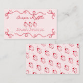 赤さくらんぼカップケーキピンクガールベビーシャワー エンクロージャーカード (正面/裏面)
