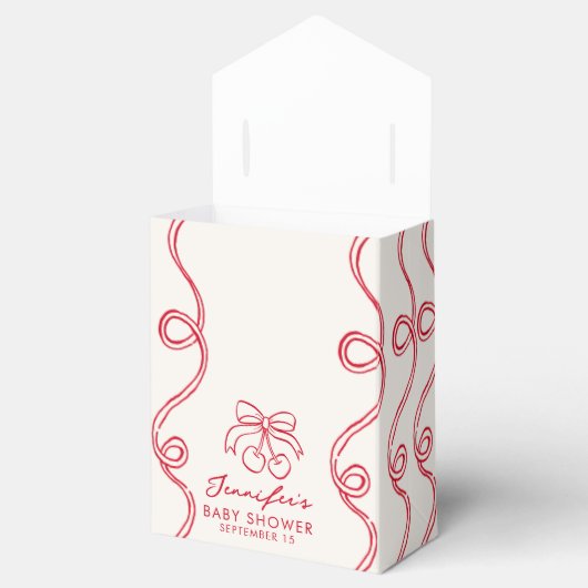 赤さくらんぼカップケーキピンクガールベビーシャワー フェイバーボックス (オープン)