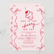 赤さくらんぼカップケーキピンクガールベビーシャワー