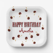 赤さくらんぼパーソナライズされたパーティー ペーパープレート (正面)