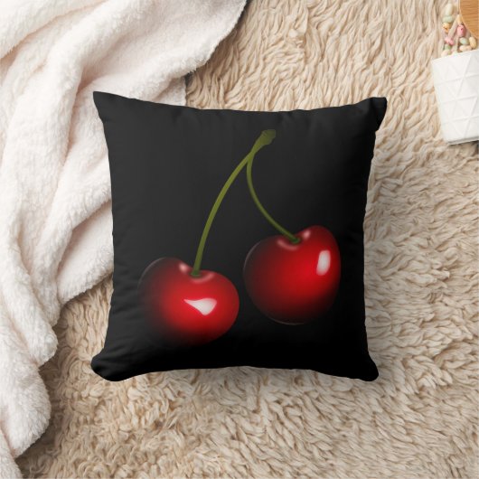 赤さくらんぼブラック装飾用クッションまたは色の選択 クッション (ブランケット)