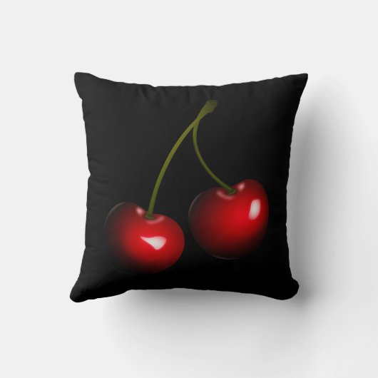 赤さくらんぼブラック装飾用クッションまたは色の選択 クッション (裏面)
