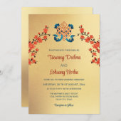 赤さくらんぼブロッサムエンドレスノット結婚チベット 招待状 (正面/裏面)