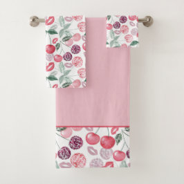 赤さくらんぼベリスタイリッシューのフルーツバスタオルセット バスタオルセット