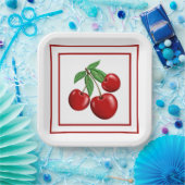 赤さくらんぼレトロスタイル紙プレート ペーパープレート (パーティー)