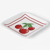 赤さくらんぼレトロスタイル紙プレート ペーパープレート (傾斜あり)