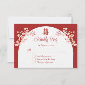 赤さくらんぼ中国の結婚の 出欠カード (正面)