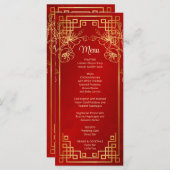 赤さくらんぼ中国の花結婚のメニューカード メニュー (正面/裏面)