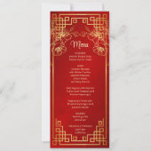 赤さくらんぼ中国の花結婚のメニューカード 招待状 (正面)