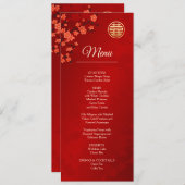 赤さくらんぼ中国の花結婚のメニューカード 招待状 (正面/裏面)