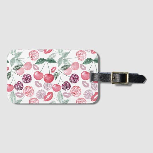 赤さくらんぼ果実スタイリッシュ ラゲッジタグ (正面横)