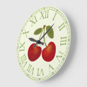 赤さくらんぼ果実 ラージ壁時計 (傾斜)