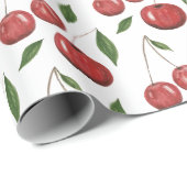赤さくらんぼ水彩イラストレーション ラッピングペーパー (ロールコーナー)
