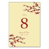 赤さくらんぼ花桜花アジア結婚の テーブルナンバー (裏面)