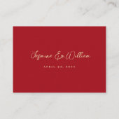 赤さくらんぼ花桜花アジア結婚の プレイスカード (裏面)